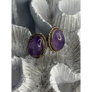Vintage 925 Sterling Silver Amethyst Earrings